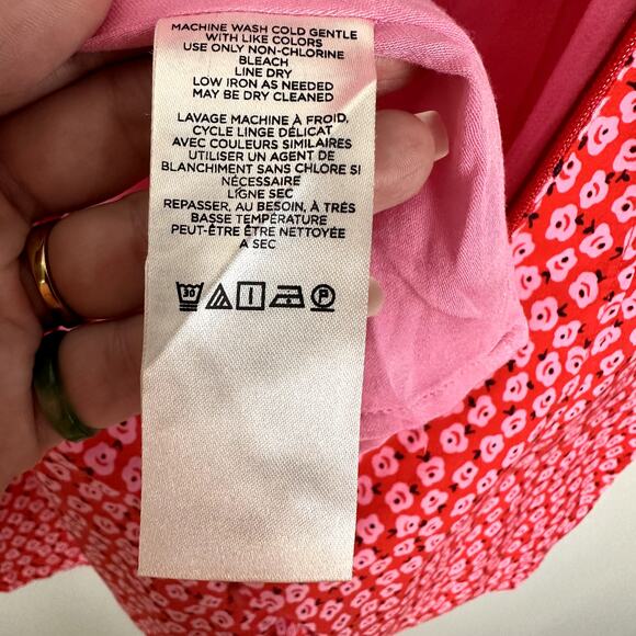 by Anthropologie Scallop Halter Short Romper High Neck in Pink Floral Sz 8 US - Picture 14 of 15